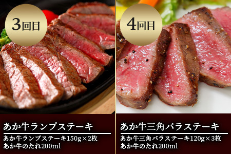 【定期便6回】あか牛 ステーキ 食べ比べ！ 6部位 熊本県産 和牛 タレ付 牛肉 お肉 肉 にく 定期 あか牛 和牛 国産 ステーキ ステーキセット サーロイン サーロインステーキ ミスジ ミスジステーキ ランプ ランプステーキ 三角バラ バラ 三角バラステーキ ヒレ ヒレステーキ リブ リブロース リブロースステーキ ロース あか牛セット あか牛ステーキセット ご褒美 6カ月 希少 希少部位 定期発送 定期便 熊本県 熊本 046-0634