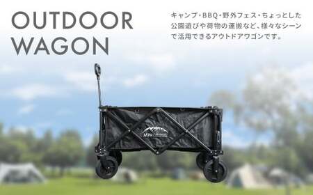 W-2B【MW-TAKAMORI OUTDOOR BRAND-】アウトドアワゴン（ブラック×2）キャリーワゴン 4輪 カート キャンプ 折りたたみ 大容量 収納カバー付き