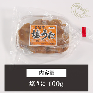 塩うに100g 冷凍 雲丹 寿司 汐うに 潮うに 海鮮 魚貝類 魚介類 キタムラサキウニ ウニ丼 ご飯 白米 おつまみ 三陸産 岩手県 大船渡市