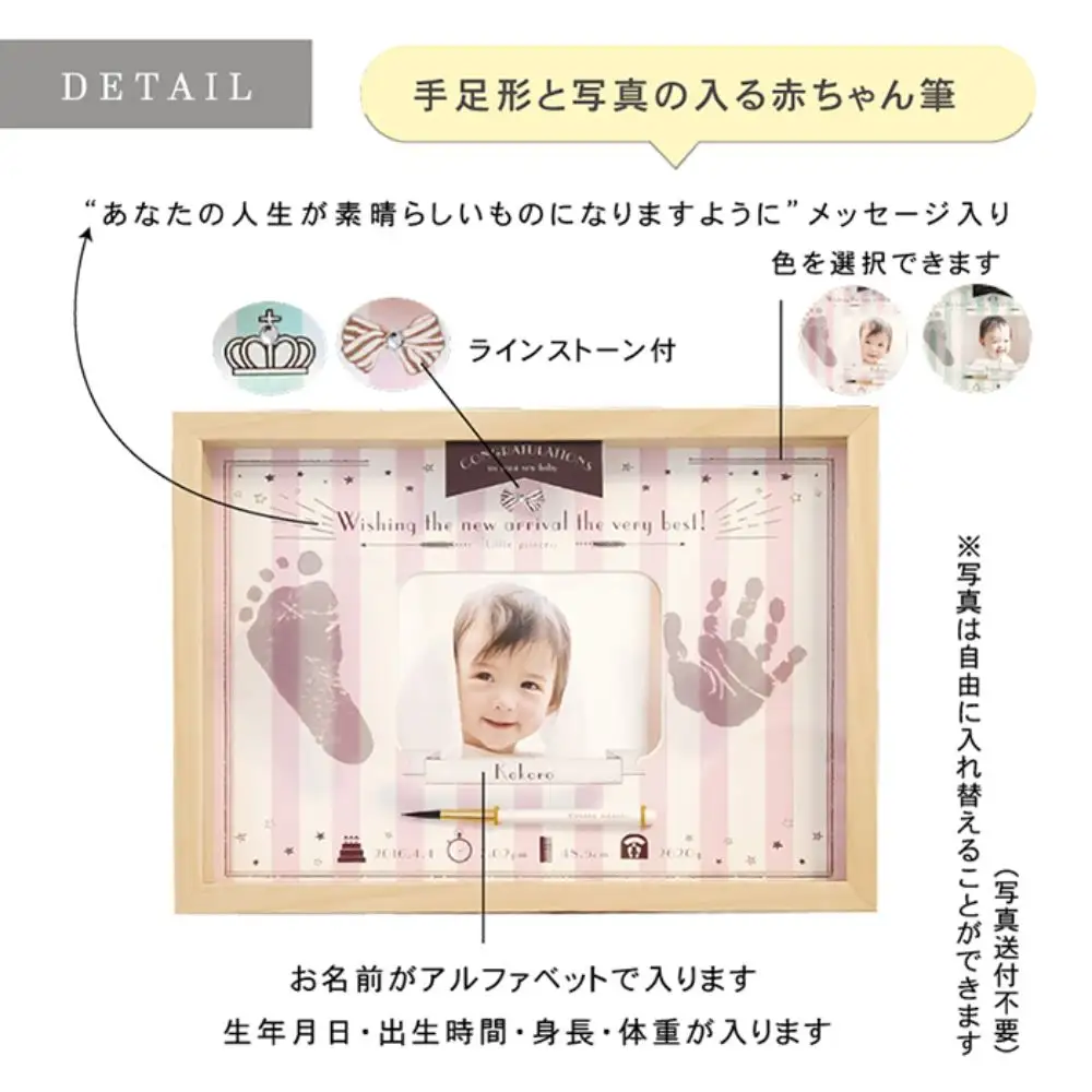 赤ちゃん筆 「ミニファミーユ」1個 お仕立券  胎毛筆 写真入り 手形 足形 名入れ アクリル 壁掛け スタンド付き 記念品 記念日 誕生日 晴れの日 プレゼント 七五三 新生活 新学期 贈り物 ギフト 広島県 呉市 ku072-021-r