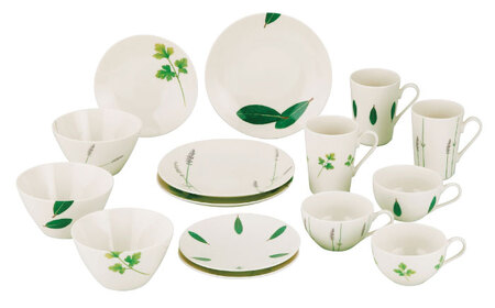 【美濃焼】ラ・エミーズ 食器 15点 セット【山加商店】AM200-221-15 プレート ボウル マグカップ コーヒーカップ ティーカップ スープカップ 皿 鉢 食器セット 家族 ハーブ グリーン 緑 おしゃれ ギフト プレゼント 贈り物 送料無料 [MEB033]