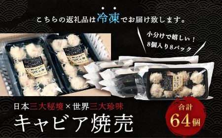 【日本三大秘境×世界三大珍味】平家キャビアが焼売に！！キャビア焼売 8個入り×8パック 合計64個 チョウザメ しゅうまい 焼売 キャビア 魚介 珍味 SZ-134