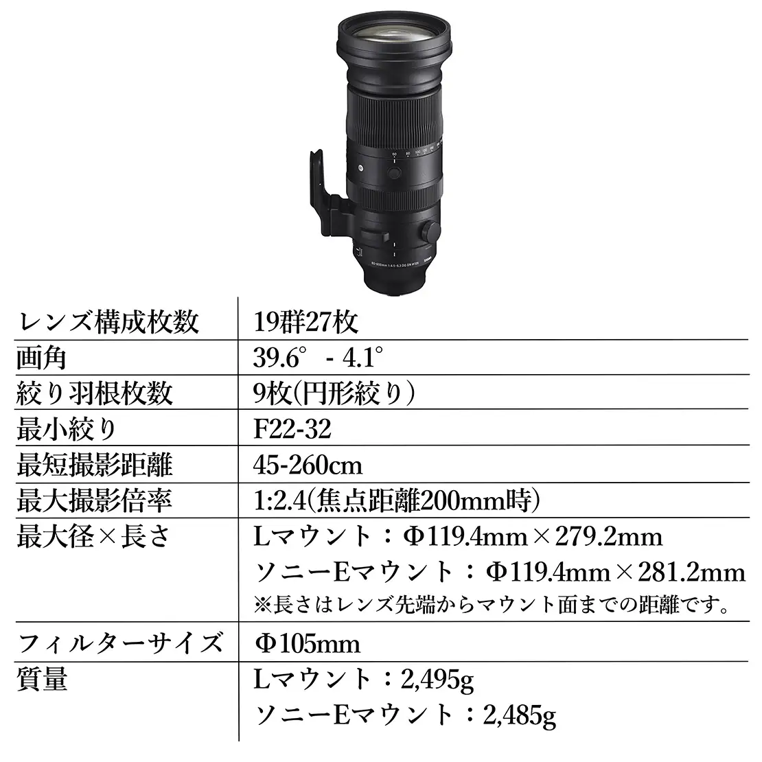 SIGMA 60-600mm F4.5-6.3 DG DN OS | Sports【Lマウント】