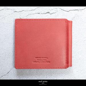 maf pinto (マフ ピント) マネークリップ 二つ折り財布 レッド 薄い カード収納 レザー 本革 日本製
