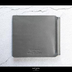maf pinto (マフ ピント) マネークリップ 二つ折り財布 グレー 薄い カード収納 レザー 本革 日本製