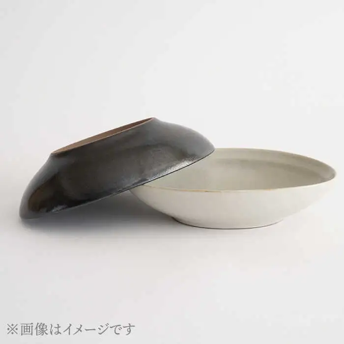 【波佐見焼】オーバルボウル 2点セット ブラック×ホワイト Furelu ゆず肌【藍染窯】 ペア カレー皿 パスタ皿 深皿 [JC96]