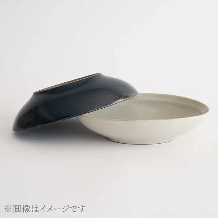 【波佐見焼】オーバルボウル 2点セット ネイビー×ホワイト Furelu ゆず肌【藍染窯】 ペア カレー皿 パスタ皿 深皿 [JC97]
