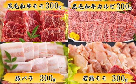 牛肉 3回 定期便 宮崎県産 焼肉 セット 黒毛和牛カルビ 豚バラ 若鶏モモ 各 300g 計 1.2kg ×3回