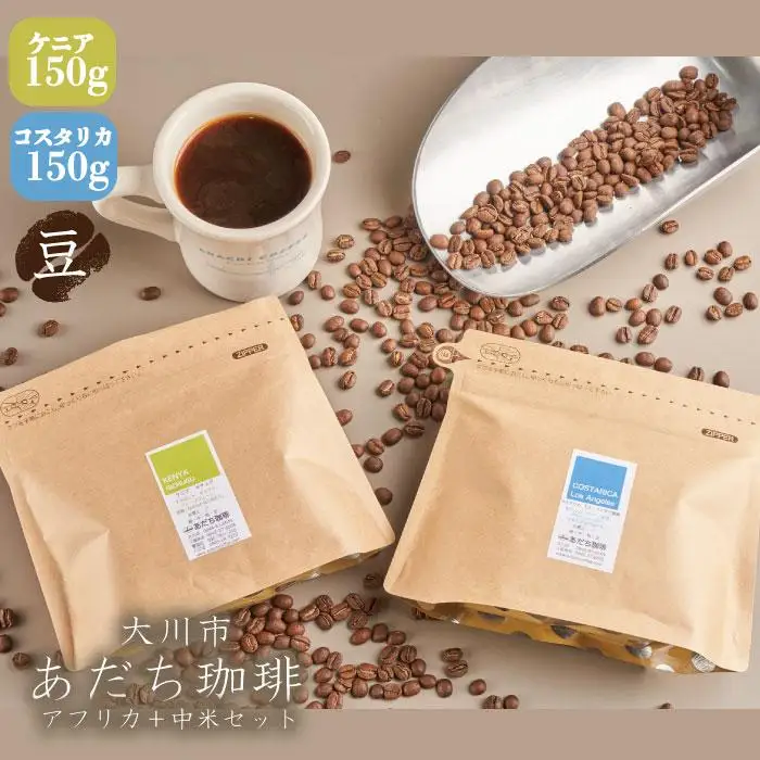 【大川市あだち珈琲】アフリカ＋中米セット 150g×2（豆）