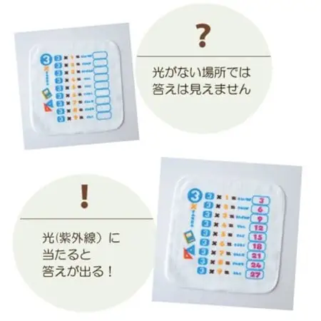 光に当たると文字が浮き出る!不思議なタオルハンカチ 9枚組(光)【1427133】