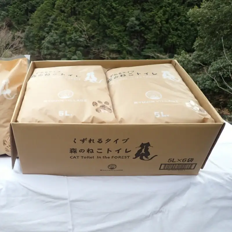 森のねこトイレ　くずれるタイプ（5L×3袋入り） / ねこトイレ ネコトイレ 猫トイレ ペットトイレ 猫砂 システムトイレ用 国産 ヒノキ 檜 紀州ひのき 紀州ヒノキ 抗菌 消臭 防カビ 防虫 CO2削減 エコ エコな砂 簡単処分【kgk004】