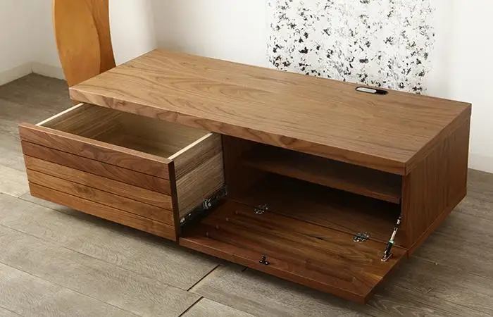 大川家具 ノート120TVボード左引出し ウォールナット 台輪