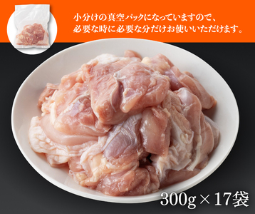 鶏肉 企業努力により実現！若鶏もも切身計5.1kg(4.8kg+300g) 小分け