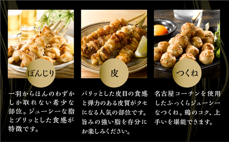 名古屋コーチン 焼き鳥  5種20本（もも/ねぎま/ささみ/ぼんじり/皮）焼き鳥