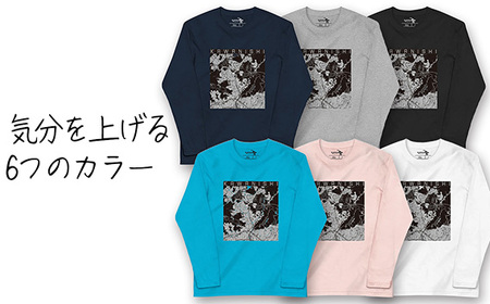 【川西】地図柄ロングスリーブTシャツ（ターコイズ）XLサイズ［No.345-04］