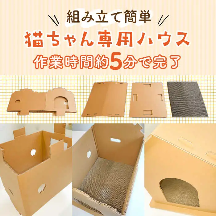 猫 ダンボール使用 猫ちゃんハウス & [ABCI003]