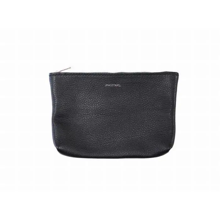 MASSTARD -MINIMAL LEATHER POUCH MEDIUM- BLACK