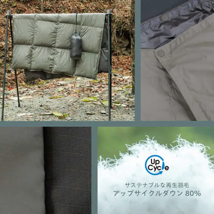 【FUGAKU】 ダウンケット／ハーフ 140×100cm （グレー×ブラック）[JDH104] キャンプ 防寒 アウトドア 