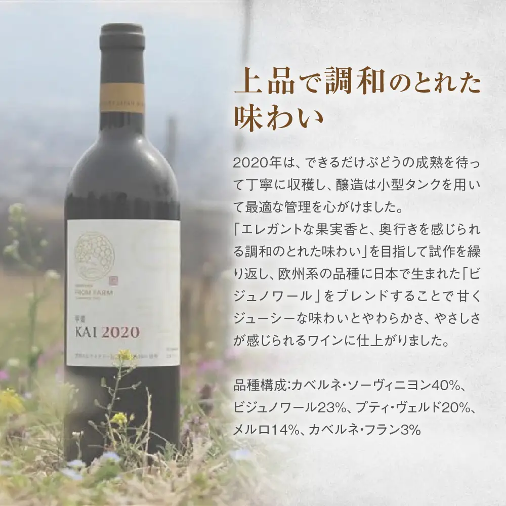 サントリー登美の丘ワイナリー　甲斐オリジナルワインセット　フロムファーム　甲斐　赤　2020　＆　甲斐　白　2022 750ml×2 ワイン 赤ワイン 白ワイン 飲み比べ セット オリジナルワイン 甲斐市 辛口 山梨 H-78