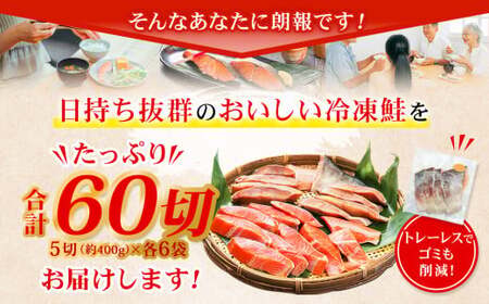 甘塩紅鮭切身・秋鮭切身 各5切(約400g)×6袋 合計60切(約4.8kg)