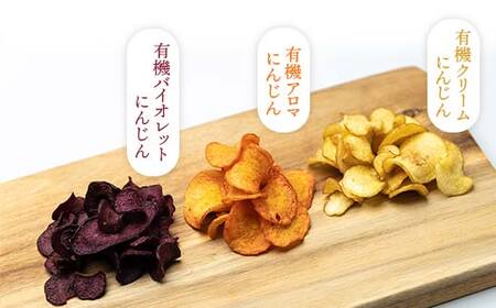 大人気パリパリ食感！彩り3種の有機にんじんを使った人参チップス6パック（無塩と塩味） F23R-547