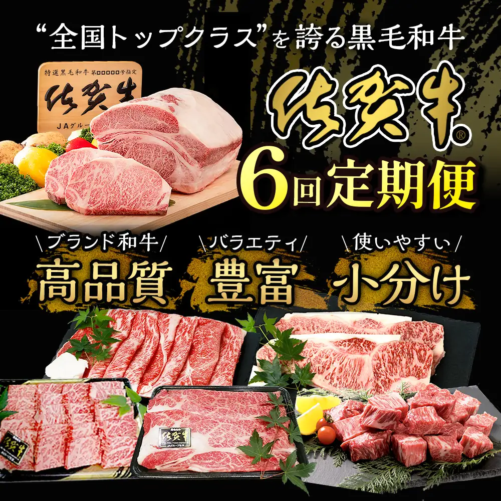 【定期便6回】佐賀牛 食べ比べ 定期便 6ヶ月 6ヵ月 焼肉 焼き肉 すきやき すき焼き しゃぶしゃぶ サイコロステーキ ステーキ I-29