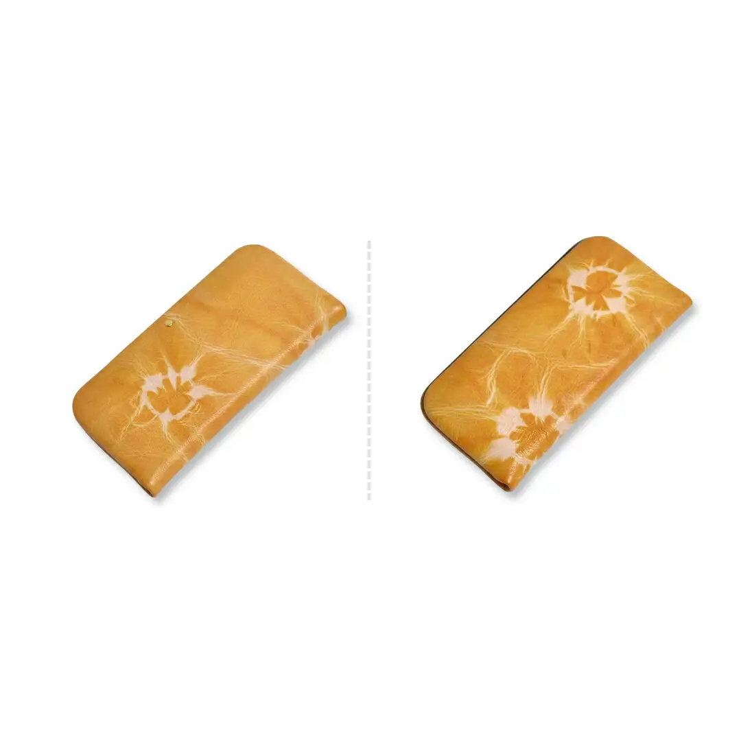 杏染革：がま口長財布：隠し口金： KDG-100|財布