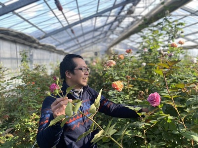 (1804)お花の定期便 プレミアムローズ バラ花束 毎月発送 全3回 藤野バラ園 フルール縁 花 長門市