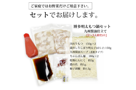 博多明太もつ鍋 セット（2～3人前） [ベネフィス 福岡県 筑紫野市 21761404]