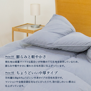 布団 ちょうどいい薄手タイプ ライトグレー シングル 肌掛け羽毛ふとん 布団