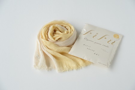 草木染 オーガニックコットン ストール 半染め（イエロー）【I000360Y】