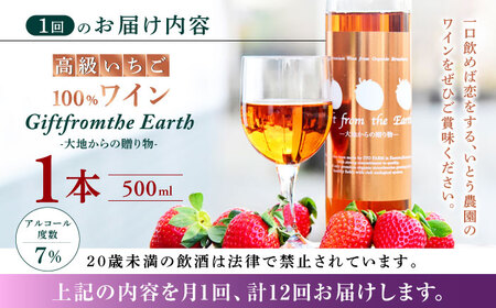 【12回定期便】高級 いちご 100％ワイン Giftfromthe Earth -大地からの贈り物- オーガニック【伊藤農園】  いちご 苺 熊本県 特産品 有機 お酒 オーガニックワイン [ZBB020]