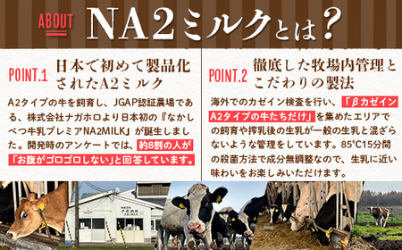 なかしべつ牛乳プレミアム NA2 MILK 1L×6本【1401801】