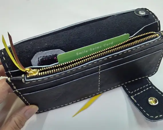 野球グローブの革製！長財布　夜桜 No.063