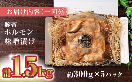 【12回定期便】豚帝 豚 ホルモン 味噌漬け 1500g（300g×5pc）【KRAZY MEAT(小田畜産)】[ZCP086]