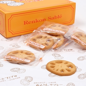 れんこんサブレー(36枚入り)｜茨城県土浦市の特産品であるレンコンを乾燥させて加工した、レンコンパウダーを使用。本物そっくりの形をしたレンコンサブレー ※離島への配送不可