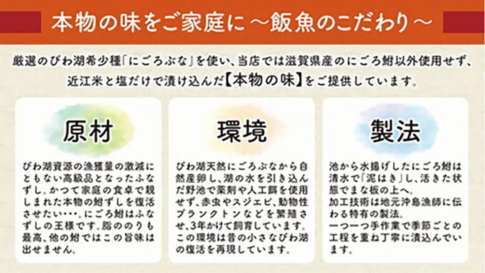 近江本にごろ　ふなずし　三点珍味【AD03W】 鮒ずし