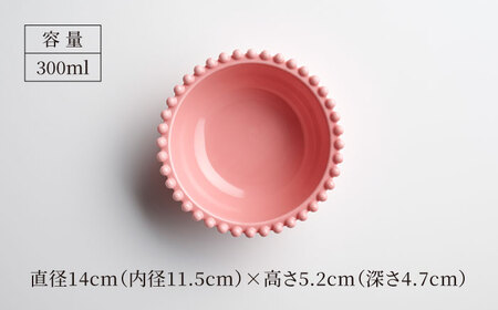 【美濃焼】ティアラ ボウル＆ソーサー スイートピンク 2客セット【Primitive陶舎花＊花】食器 皿 鉢 受皿 プレート フルーツボウル サラダボウル スープボウル ティータイム 写真映え 洋風 ヨーロッパ風 カフェ風 かわいい おしゃれ [MFZ021]