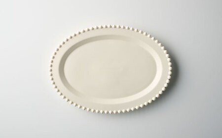 【美濃焼】ティアラ オーバルプレート マットアイボリー 2枚セット【Primitive陶舎花＊花】食器 楕円皿 パスタ皿 メインディッシュ ランチ ディナー 写真映え 洋風 ヨーロッパ風 カフェ風 かわいい おしゃれ [MFZ025]