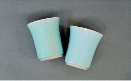 有田焼 翡翠・天青こどもコップ 2色セット 青磁 食器 ぐい呑 湯呑 うつわ 作家 梶原大敬 茂正工房 A22-41