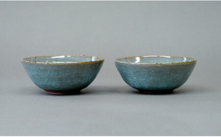 有田焼 貫入4寸（12cm）小鉢2個セット 青磁 食器 鉢 うつわ 作家 梶原大敬 茂正工房 A24-79