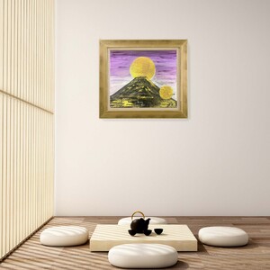 富士山溶岩パワーアート「黄金黒富士」 絵画 アート