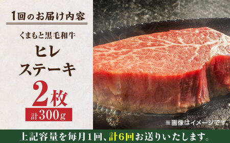【6回定期便】くまもと黒毛和牛 ヒレステーキ 計300g（2枚）【馬刺しの郷 民守】 九州産 熊本 和牛 ヒレ ステーキ  [ZBL082]