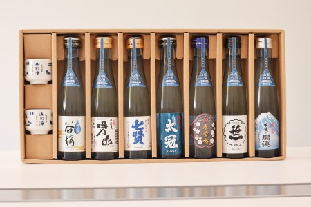 名山の水　山の酒　山梨の酒 　純米酒飲み比べ7本セット（180ml×7本）  日本酒 純米酒 飲み比べ セット 地酒 お猪口付き 