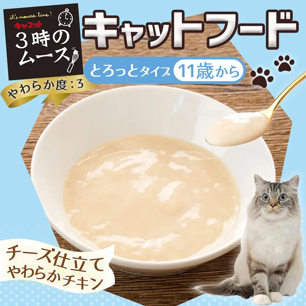 《キャットフード》3時のムース(11歳から)チーズ仕立て※ポスト投函_LE-3305_(都城市) キャットフード 11歳から チーズ仕立て 老齢猫 とろっと DHA EPA オリゴ糖配合