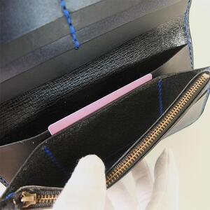阿波レザー　本藍染縦長財布 PR-2