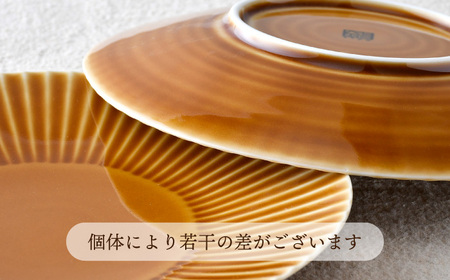 【波佐見焼】しのぎ 大皿5枚セット(キャメル) 食器 プレート【一龍陶苑】[CC77] 波佐見焼