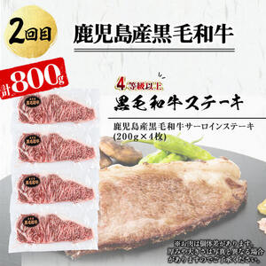 《定期便・全2回》鹿児島県産 黒毛和牛&黒豚 極上ステーキ定期便＜計12枚・2.1kg＞ 肩ロースしゃぶしゃぶと大根ぽんず付き! t0057-003