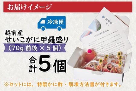 Ｃ　 越前産せいこがに甲羅盛（70g前後 × ５個）合計５個 [E-096006_03] / 甲羅盛り