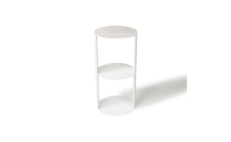 【＆FREL】SCサイドテーブル ハイタイプ ホワイト 直径35cm 高さ70cm インテリア 家具 シンプル スタイリッシュ 寝室 リビング お店 店舗 おしゃれ ベッドサイド  メラミン‐ホワイトパイン ※離島への配送不可